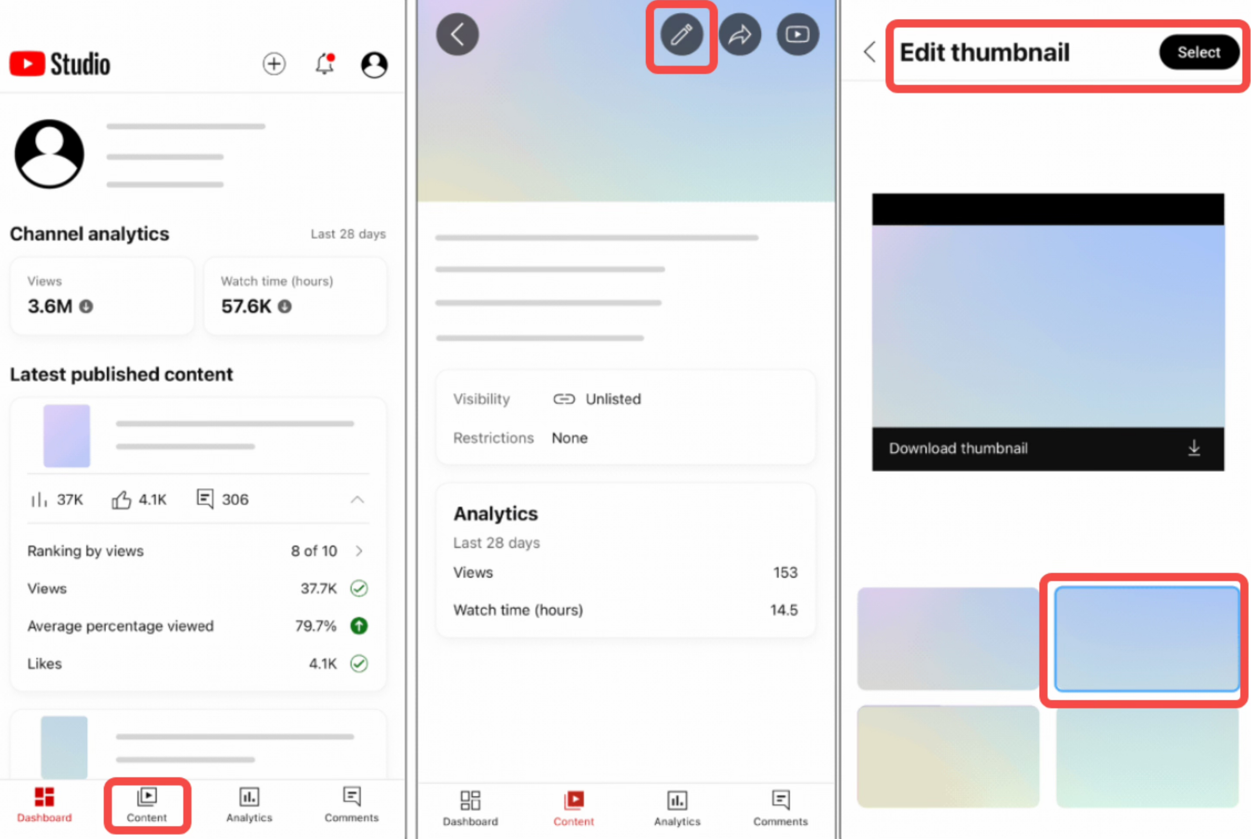 Upload YouTube thumbnails on a phone