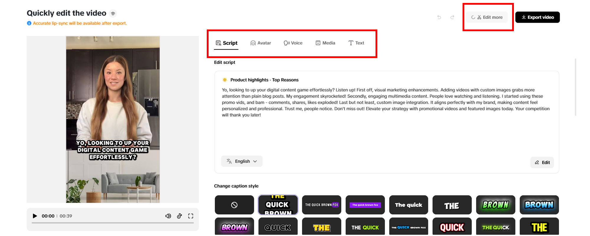 Quick changes to your video