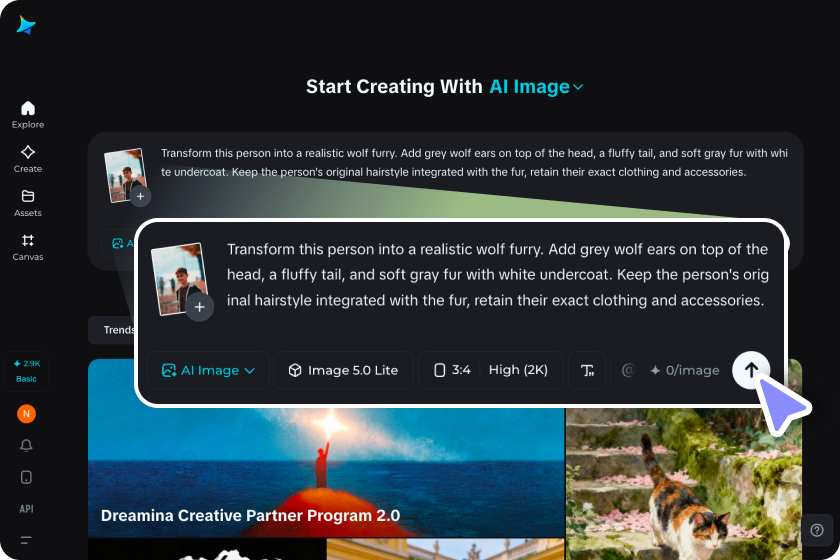 Enter a text prompt or upload a reference image