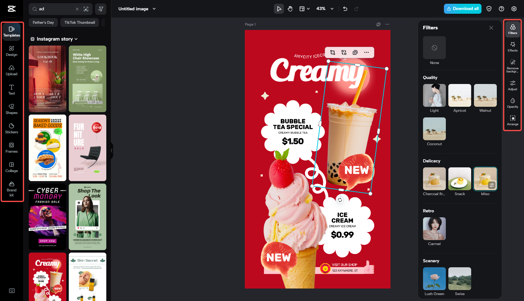 I-edit ang larawan para sa Instagram ad