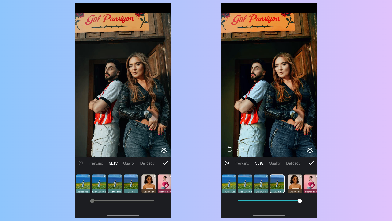 CapCut App's Vivid filter
