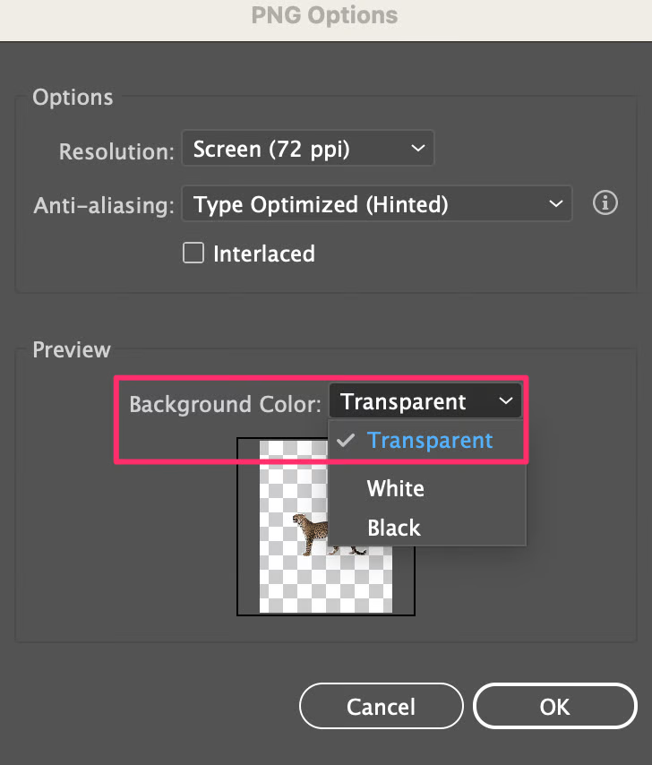 Export a transparent background image from Illustrator