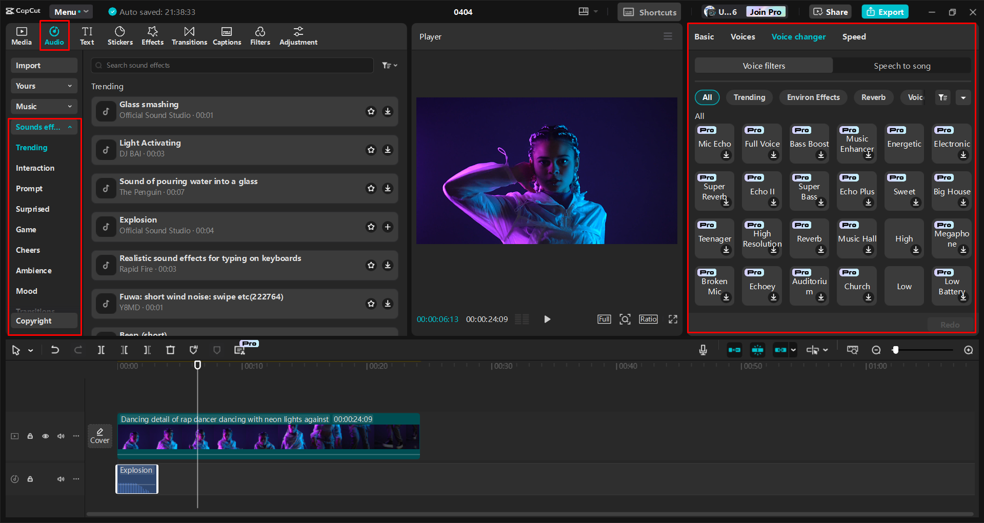 Adding and fine tuning the music track in video with the CapCut desktop video editor