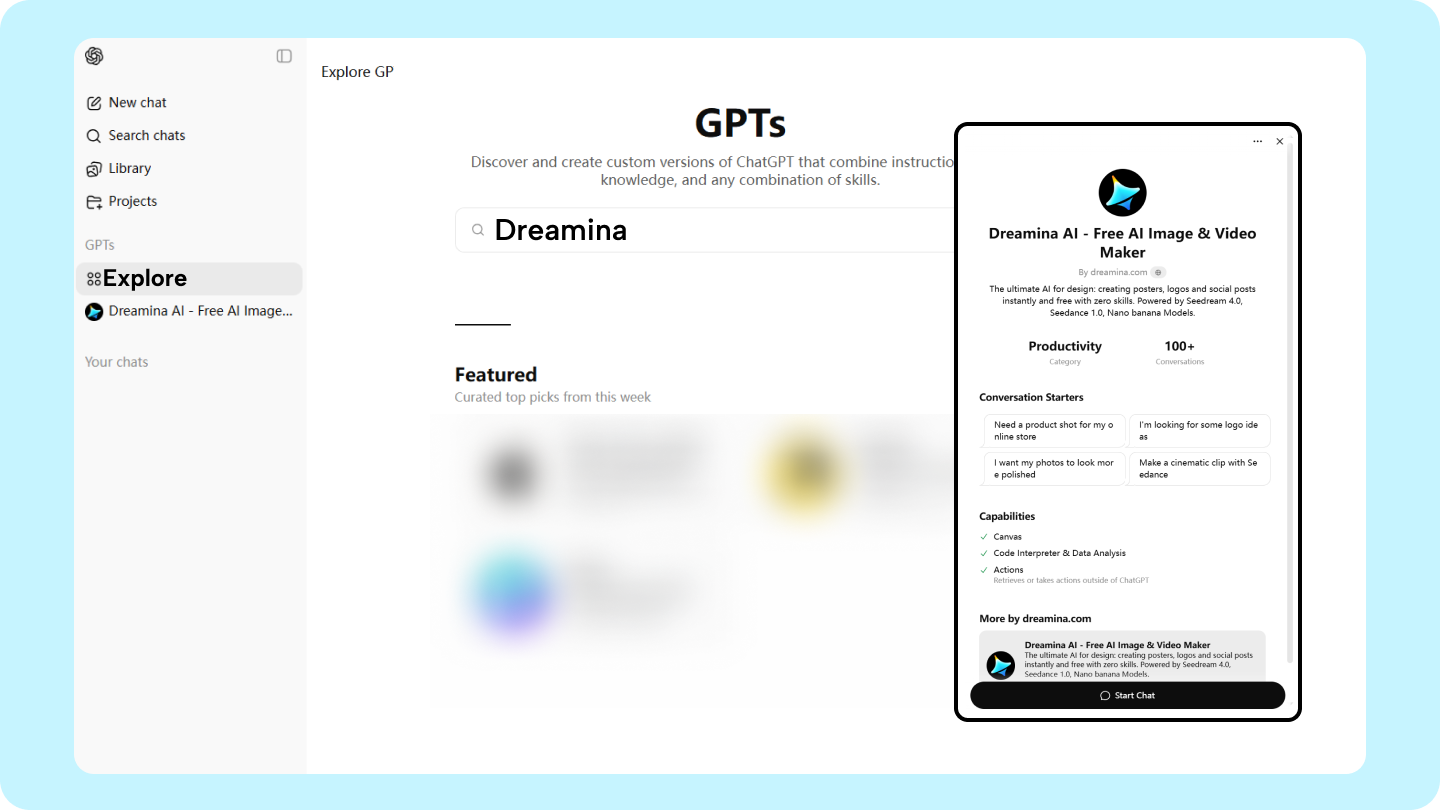 Dreamina in ChatGPT Integration: Create Images in the ChatGPT