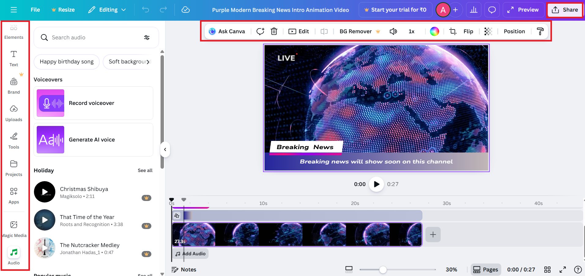 ビデオを編集してダウンロードする