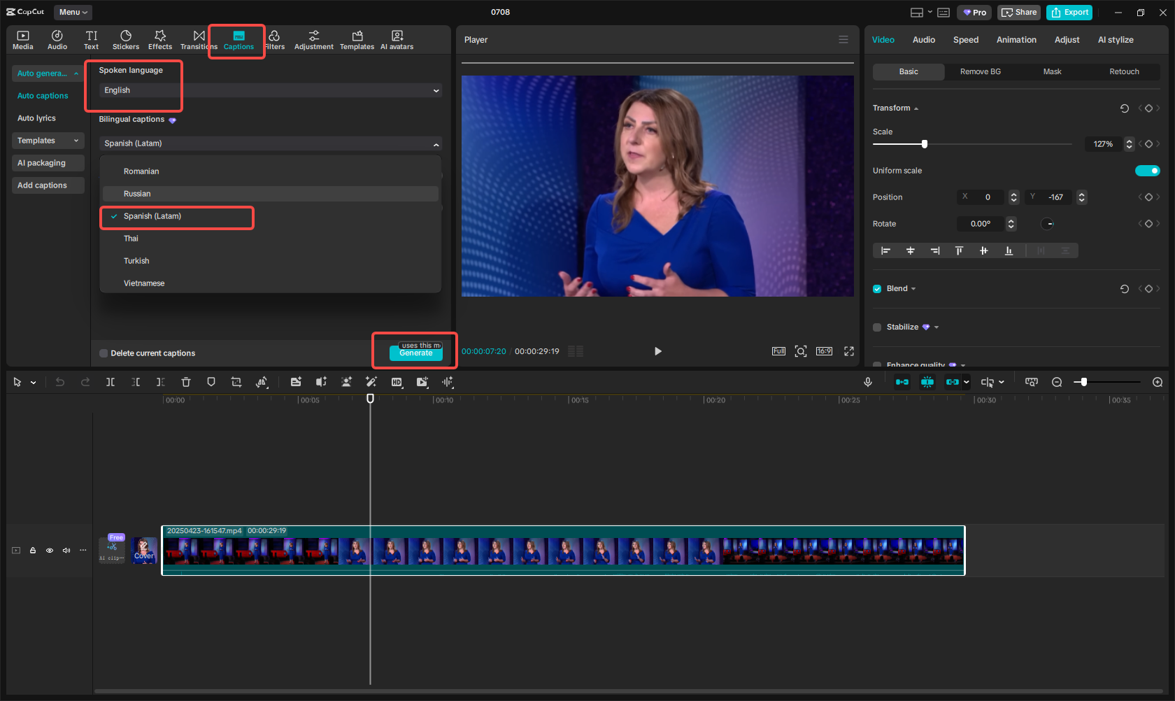 Select a bilingual language
