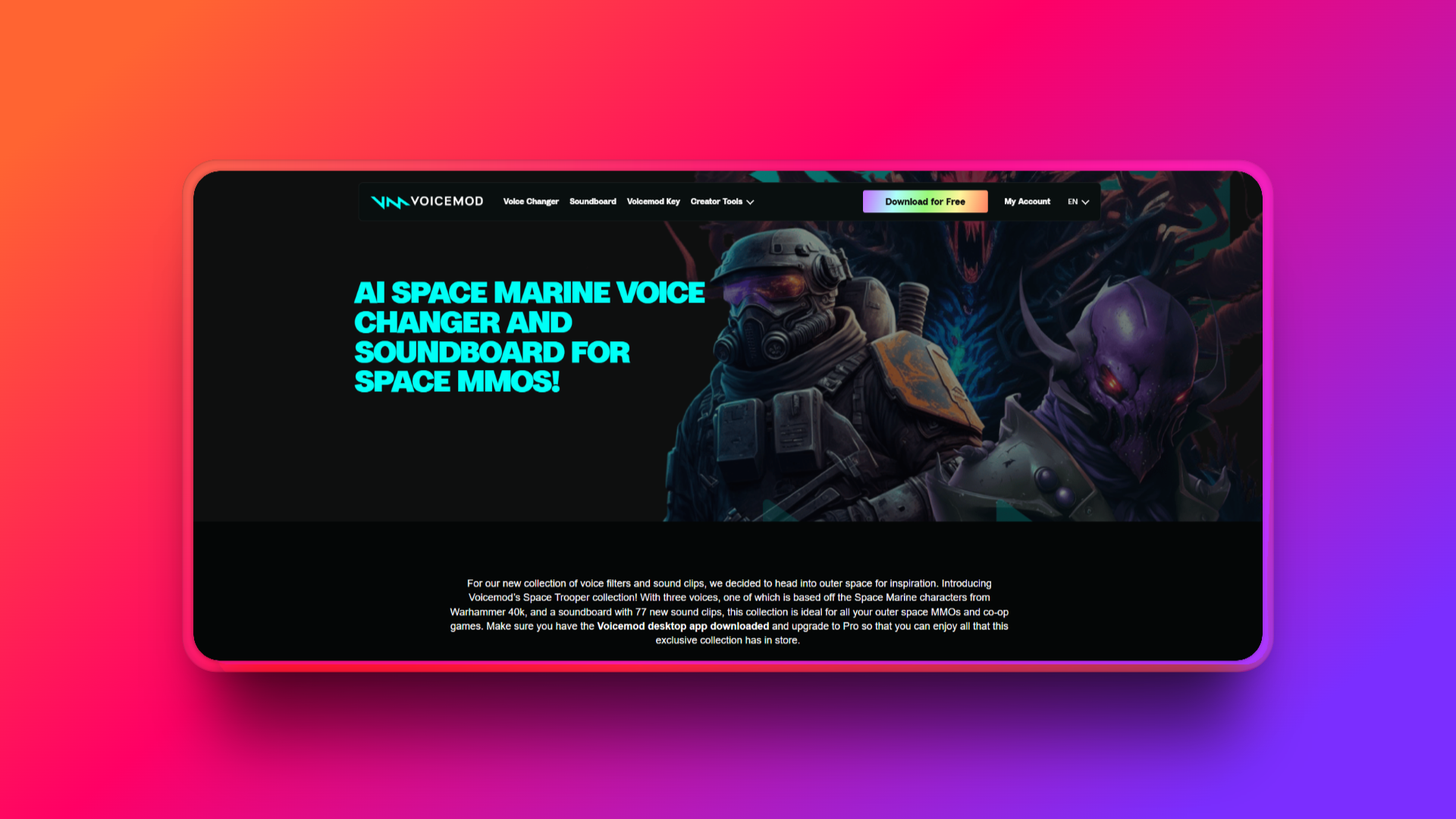 Voicemod's Space Marine voice changer