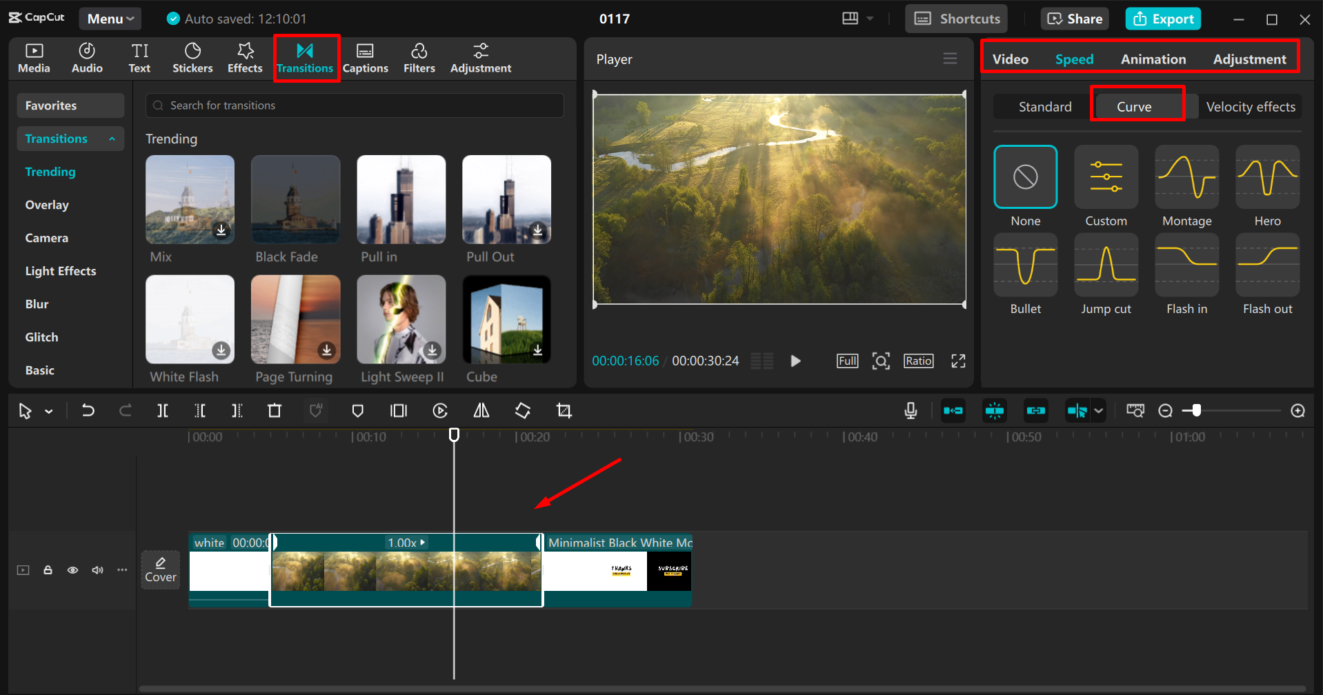 Editing a video in the CapCut desktop video editor