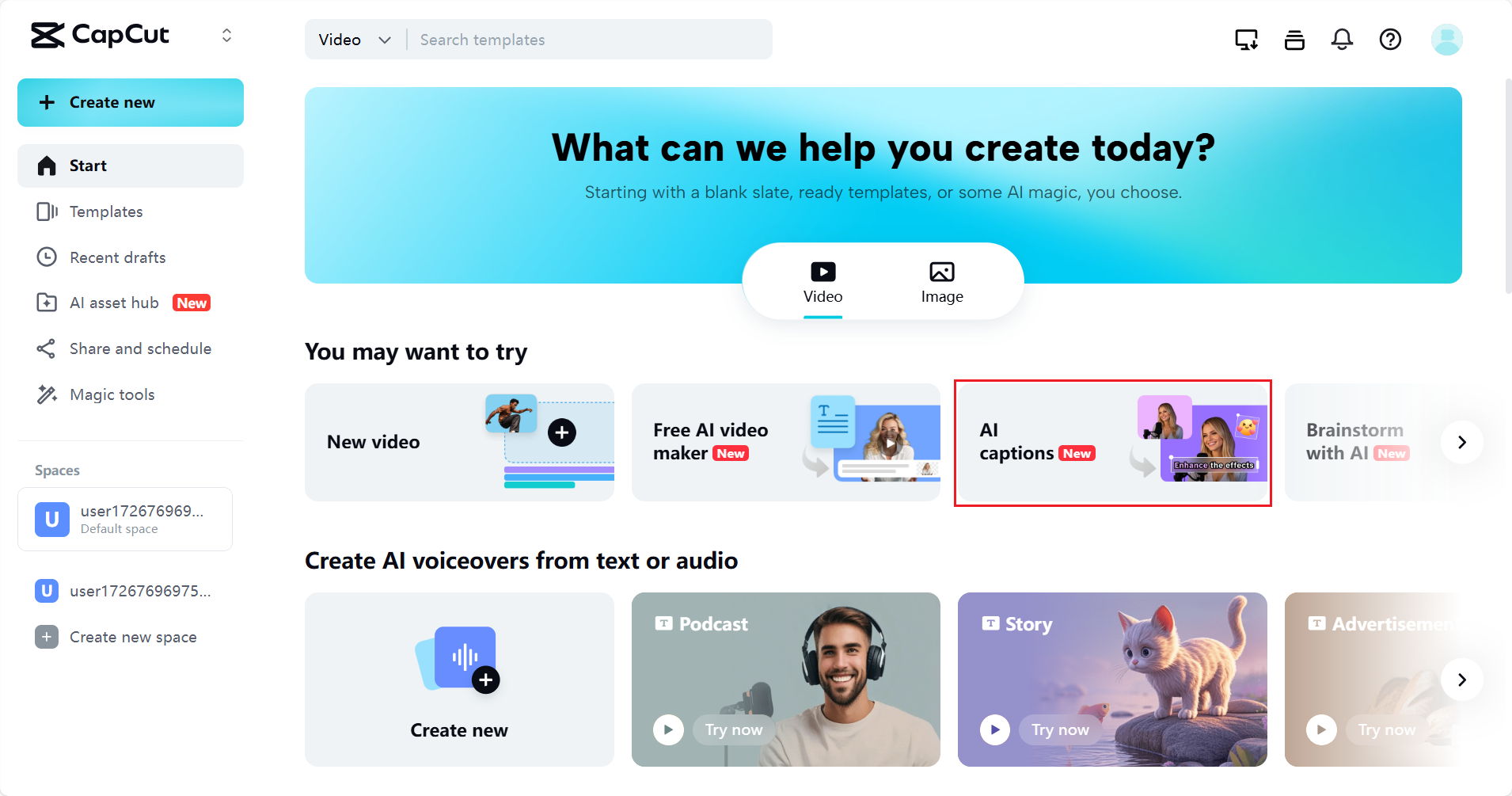 Enter CapCut Web's AI captions tool
