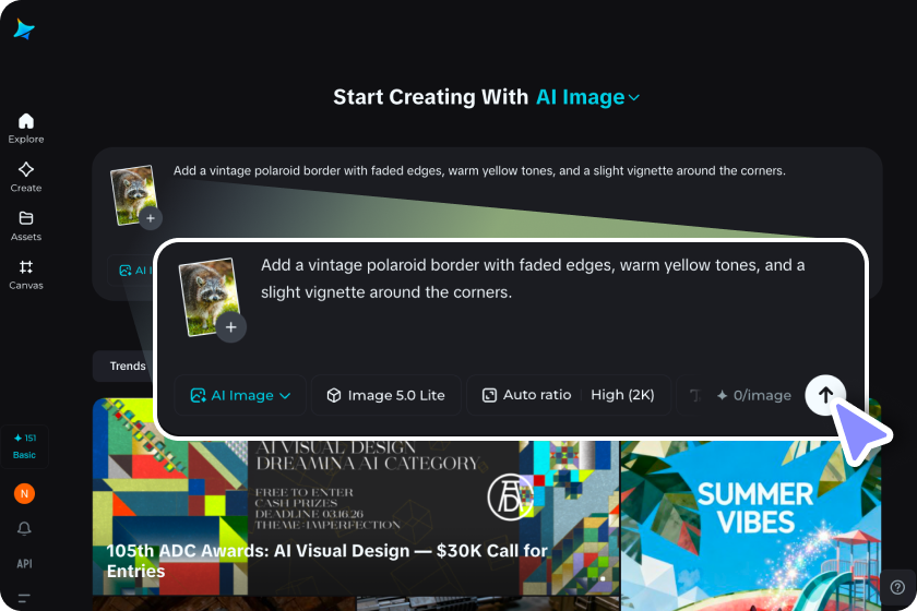 Upload your photo and describe the frame style