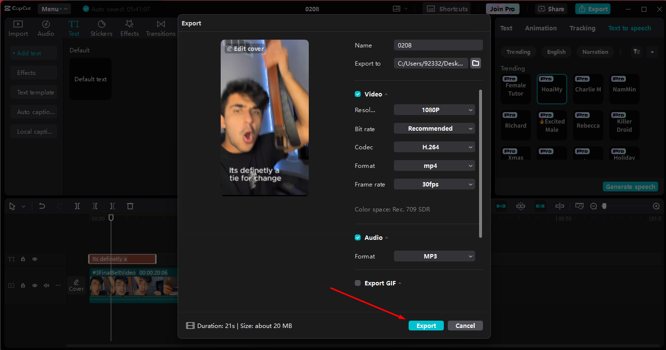Exportieren von Videos in hoher Qualität aus dem CapCut Desktop-Video-Editor