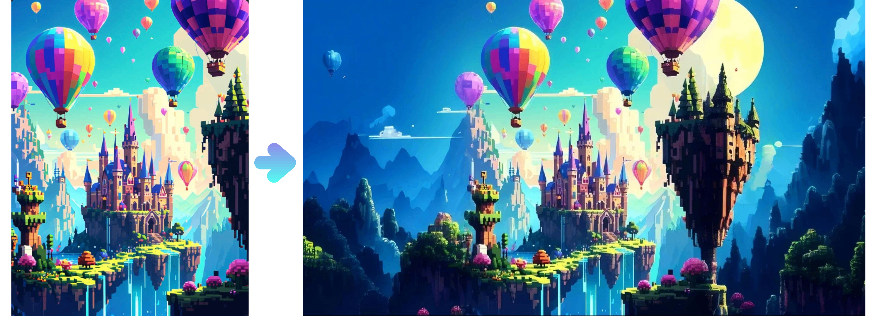 Pixel world expanded image