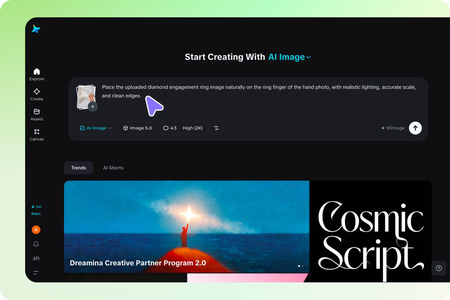 Upload hand image and ring image for try-on