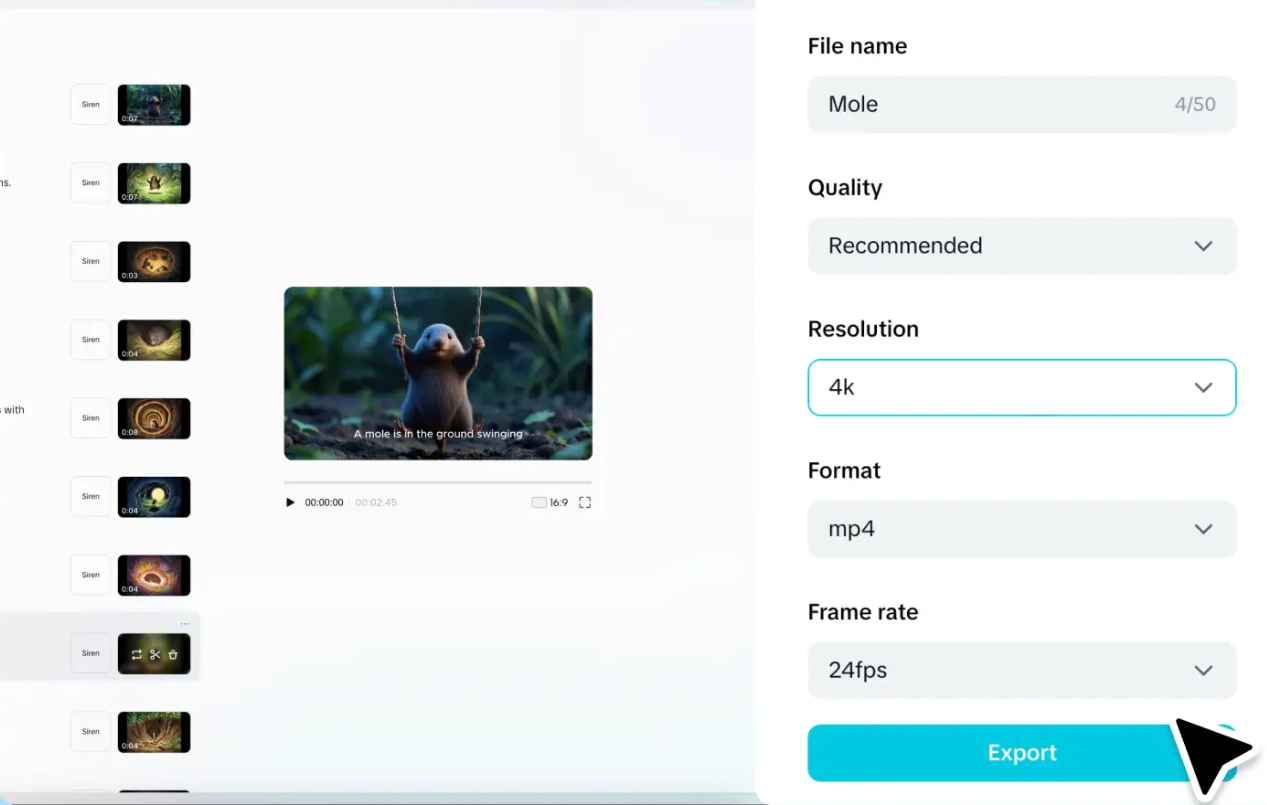Export your finished video