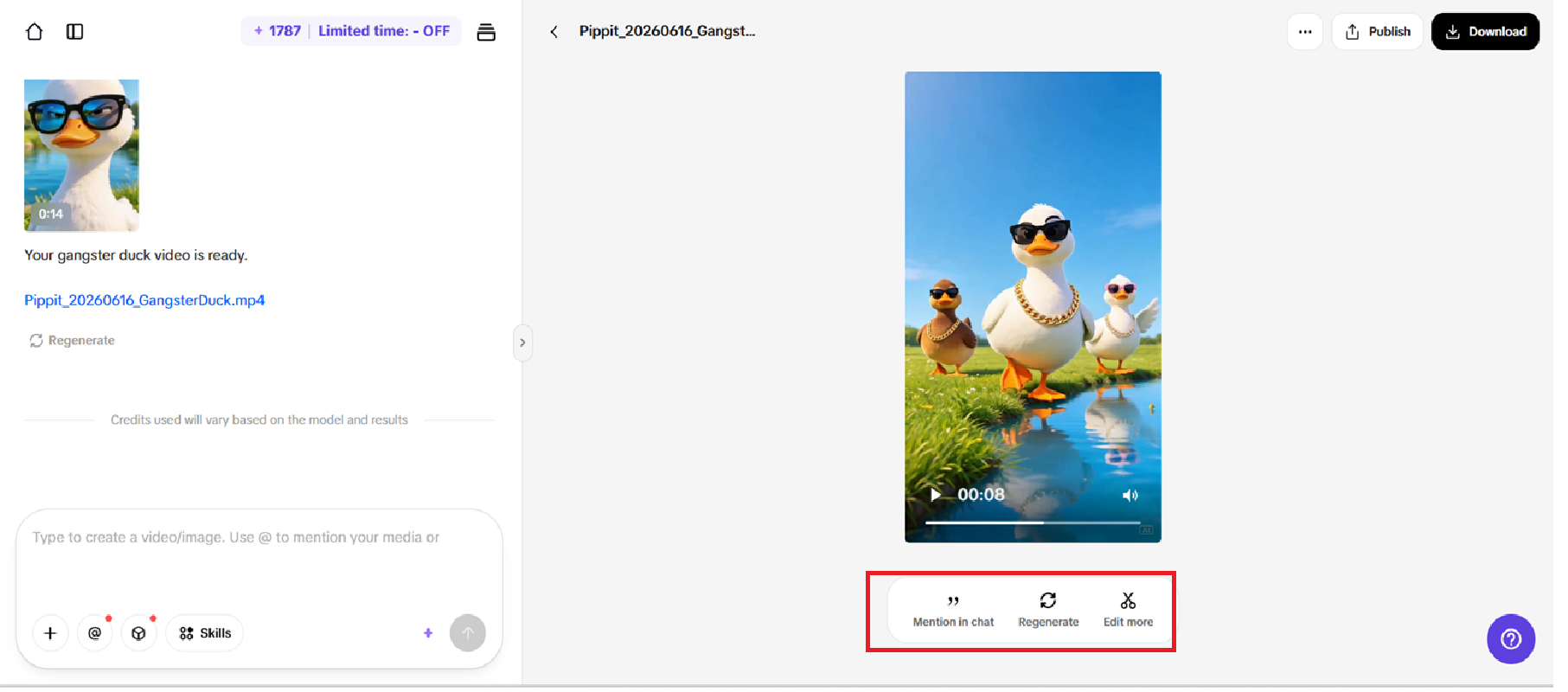 Generate the video