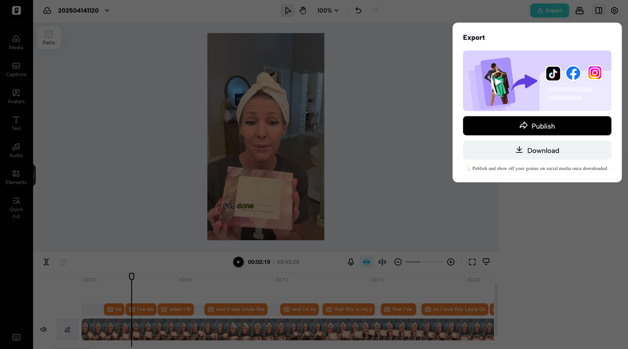 Export and share your video