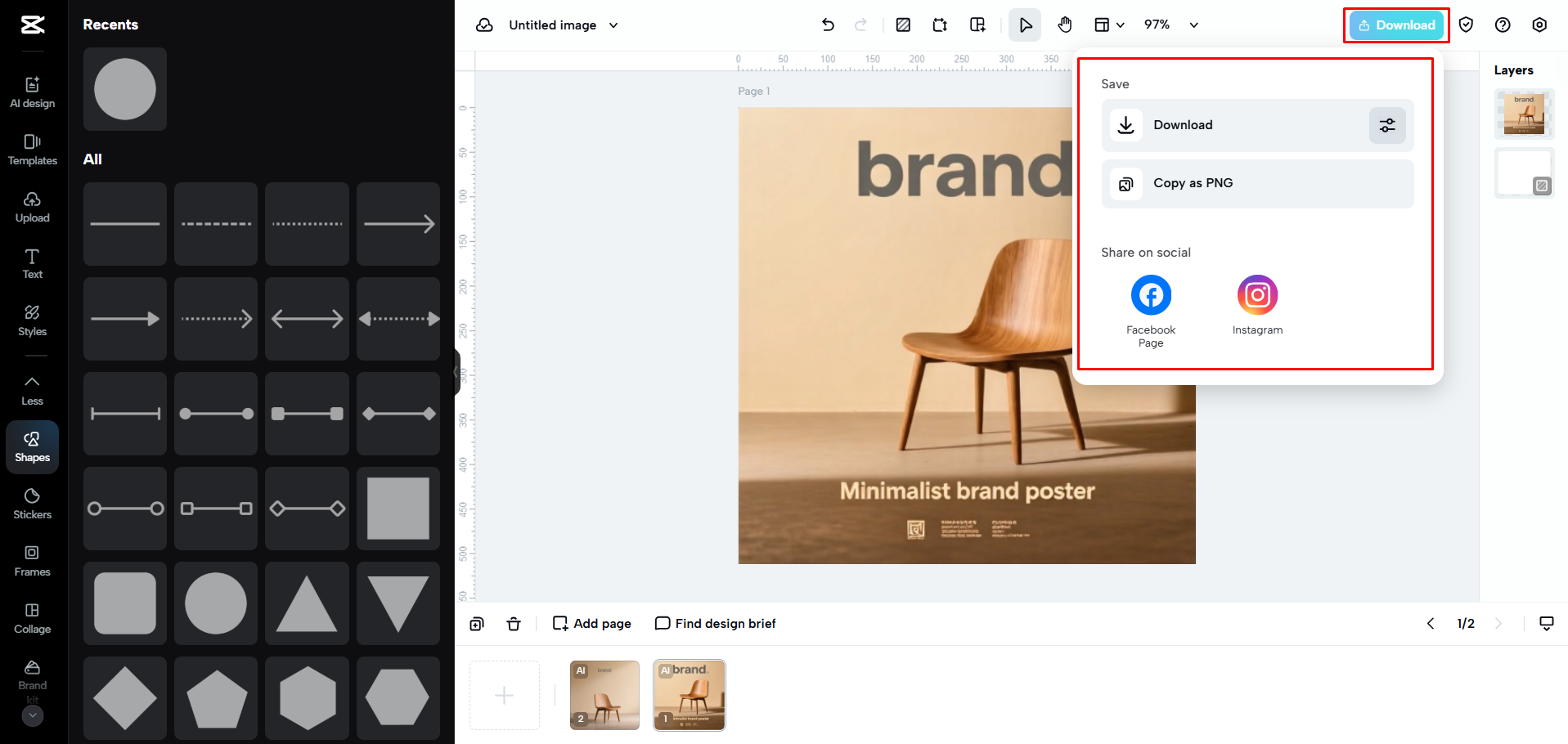 Exportar un póster desde CapCut Web