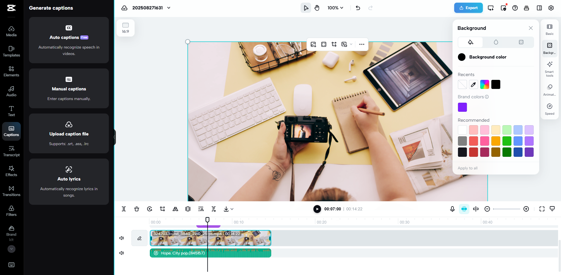 Interface of CapCut Web - a user-friendly tool to edit e-commerce videos