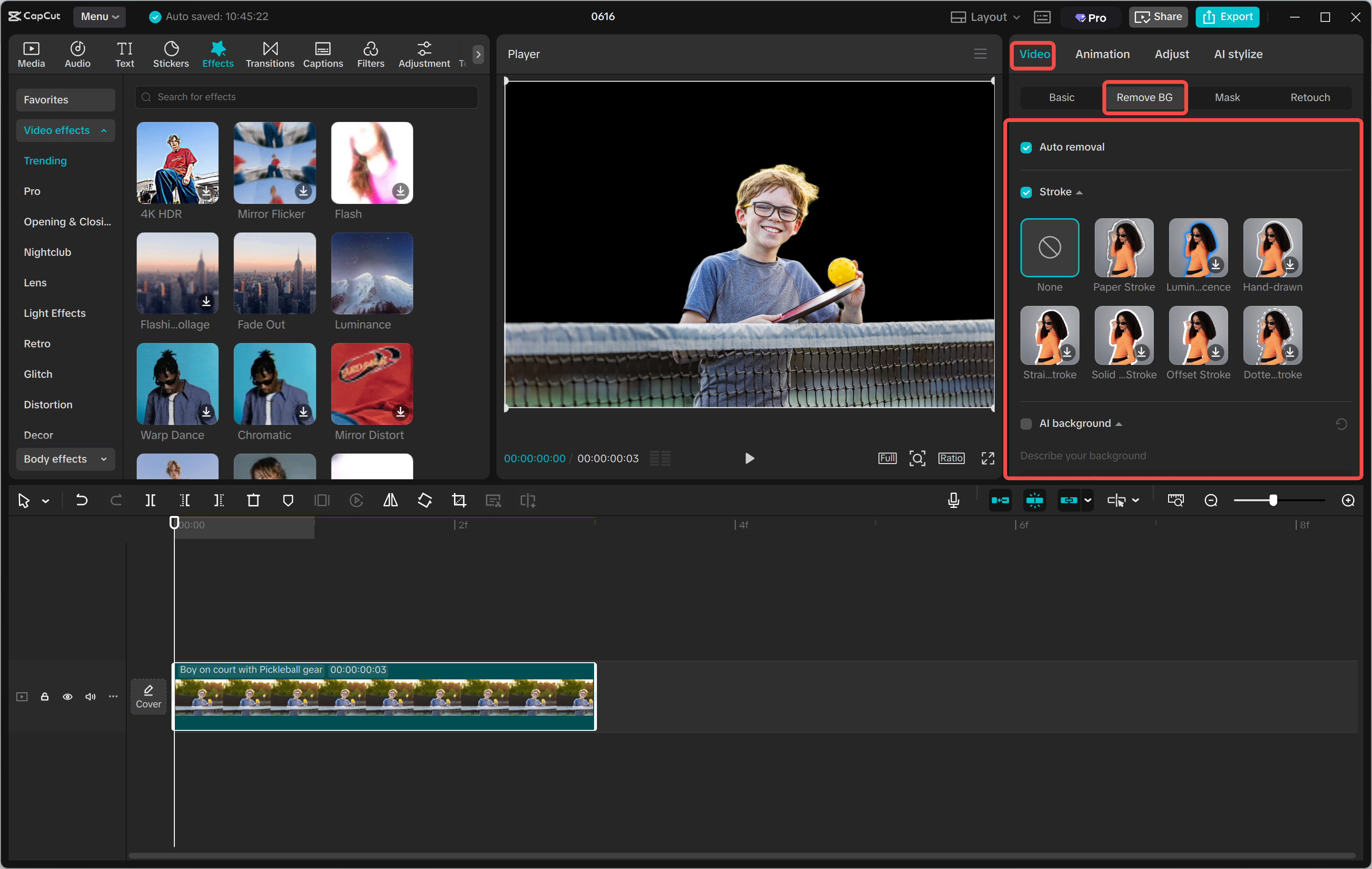 Removing and editing the background from video in CapCut desktop video editor