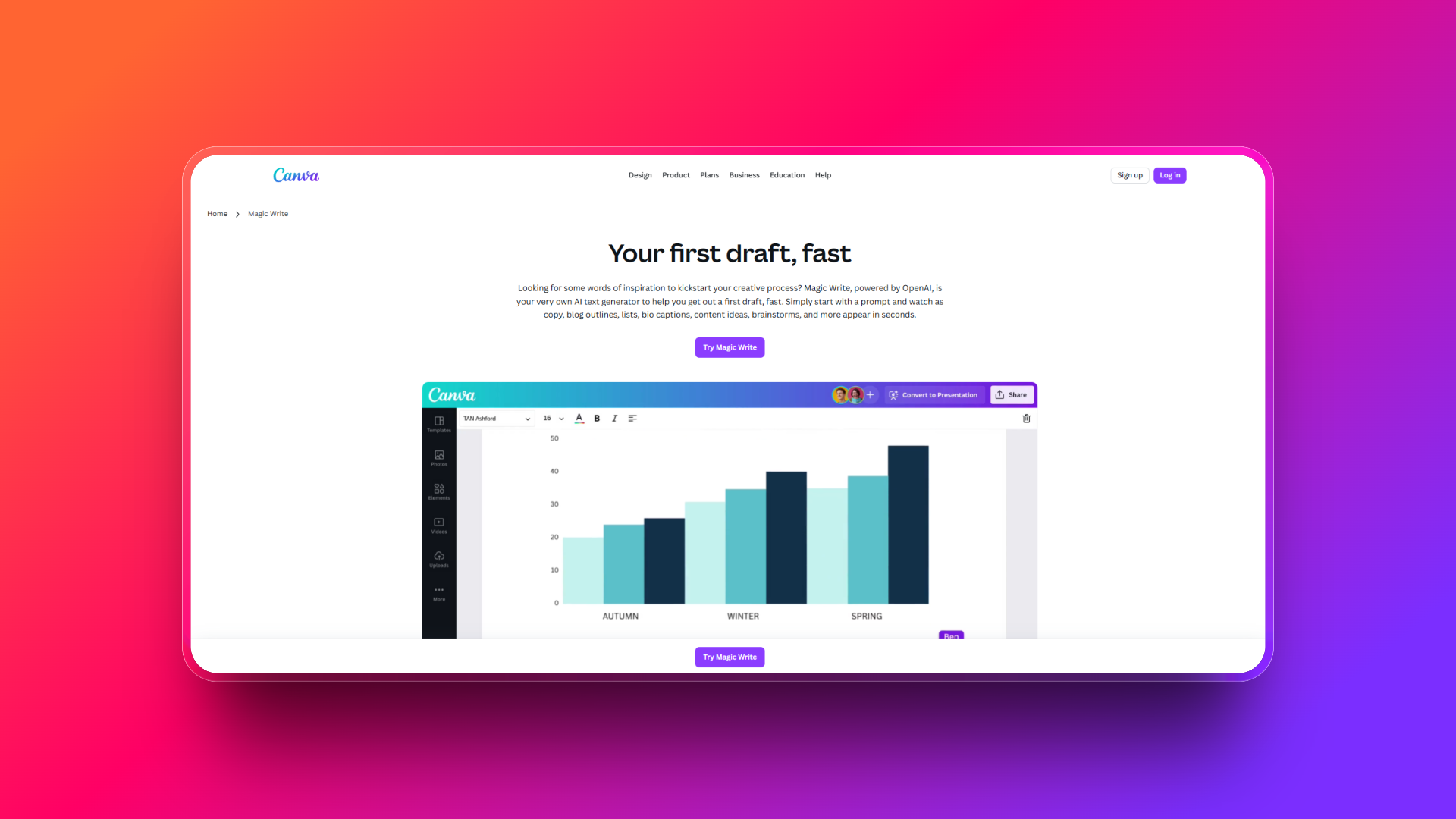 Social media caption generator by Canva