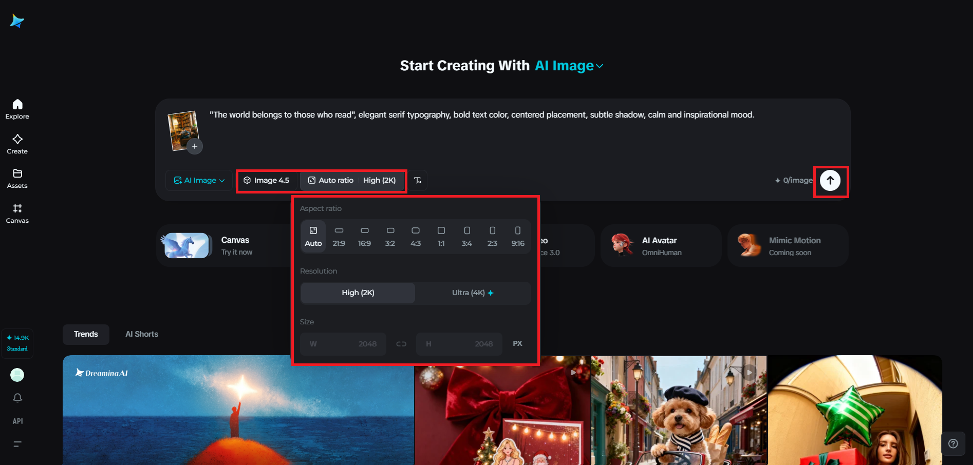 Escolha o modelo e ajuste as configurações de saída