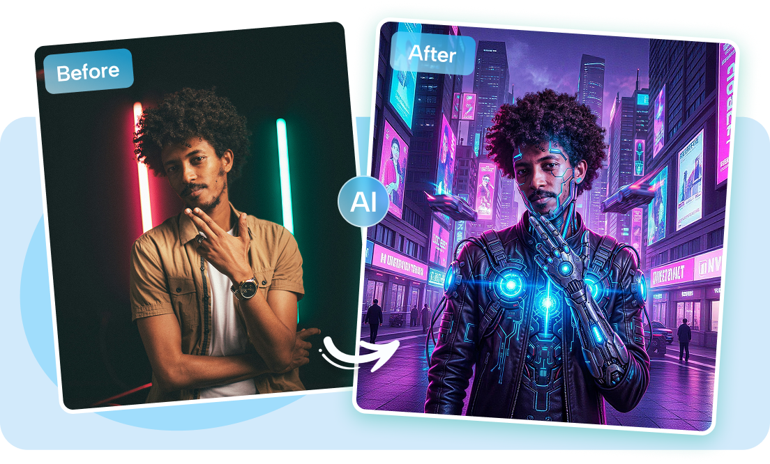 Convertir une photo en style cyberpunk à l'aide du générateur IA