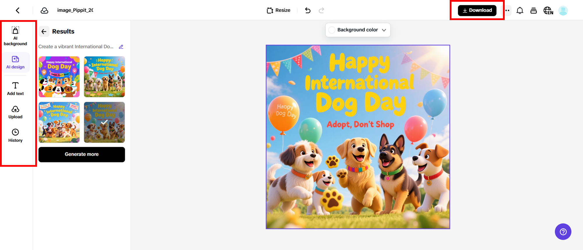 Editar, personalizar e baixar