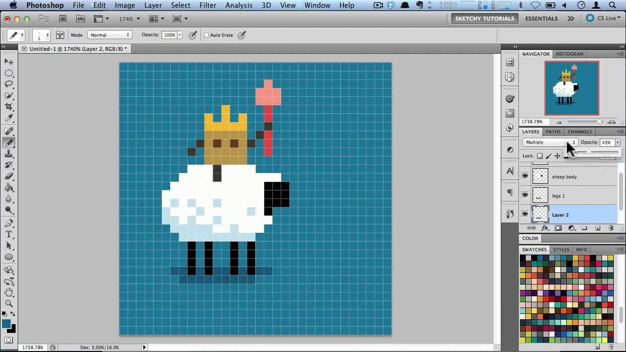 Interface of Adobe Photoshop - an easy to use software to make pixel art