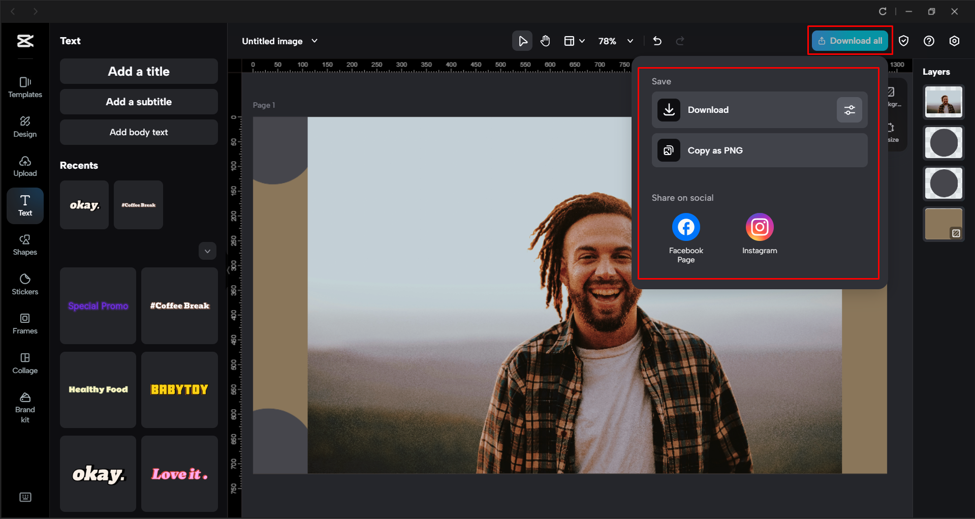Stahování obrázku z editoru videa CapCut
