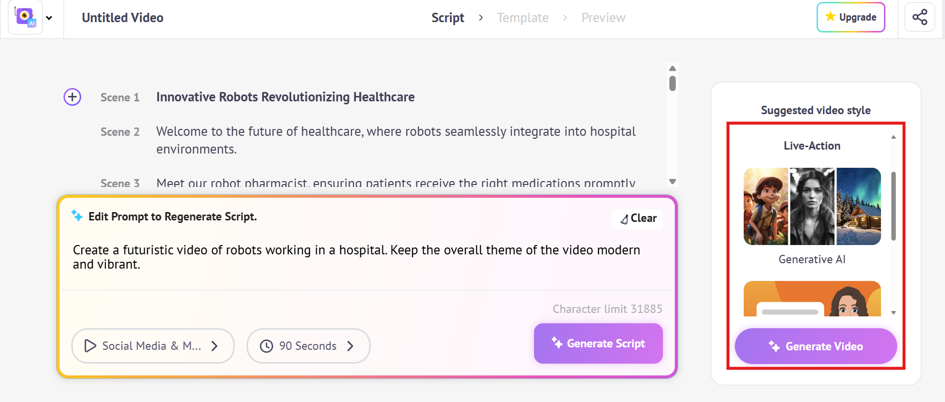 Select the video style
