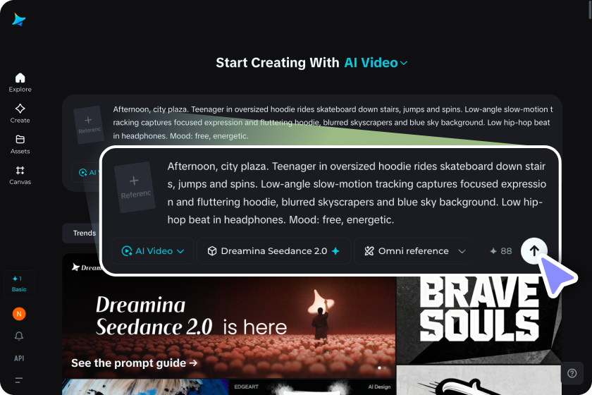 Öppna videogeneratorn och beskriv din scen