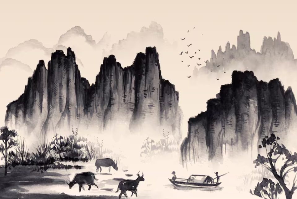 Atmospheric perspective: In classical Chinese landscape painting