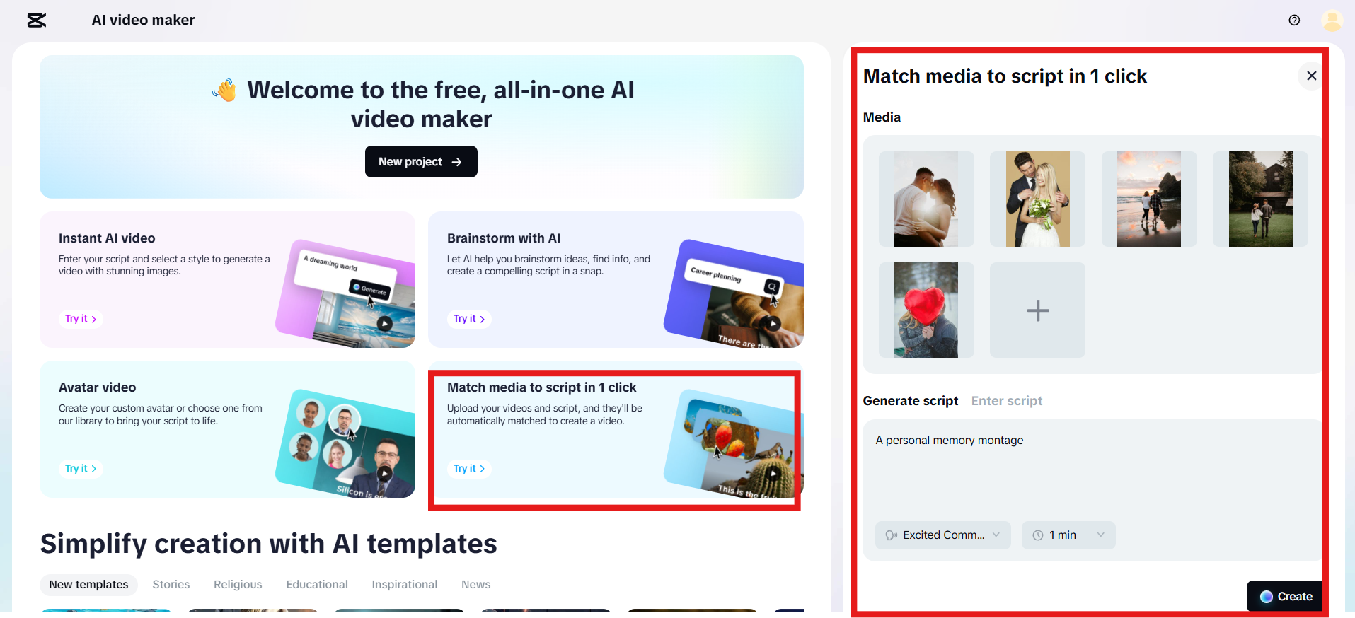 Upload pictures and generate script