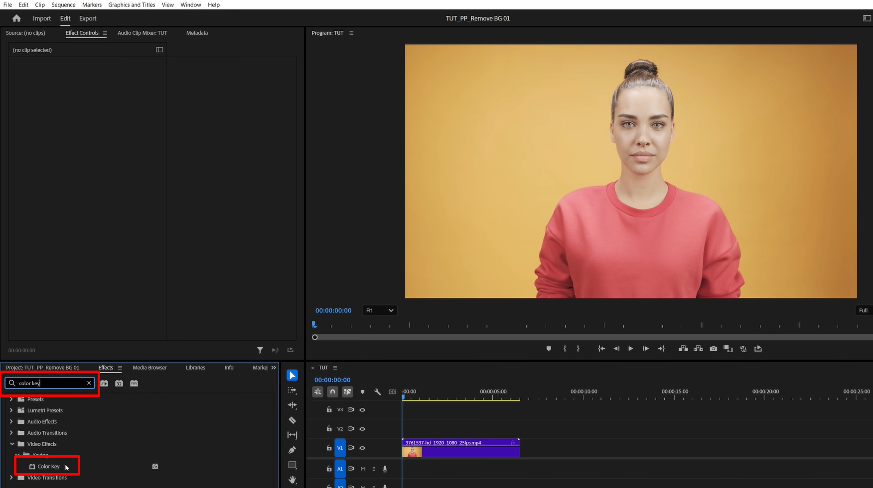 searching for color keys without using green screen in Premiere Pro