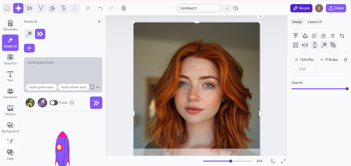 Interface of Creative Fabrica - the well-known photo editor eye color changer