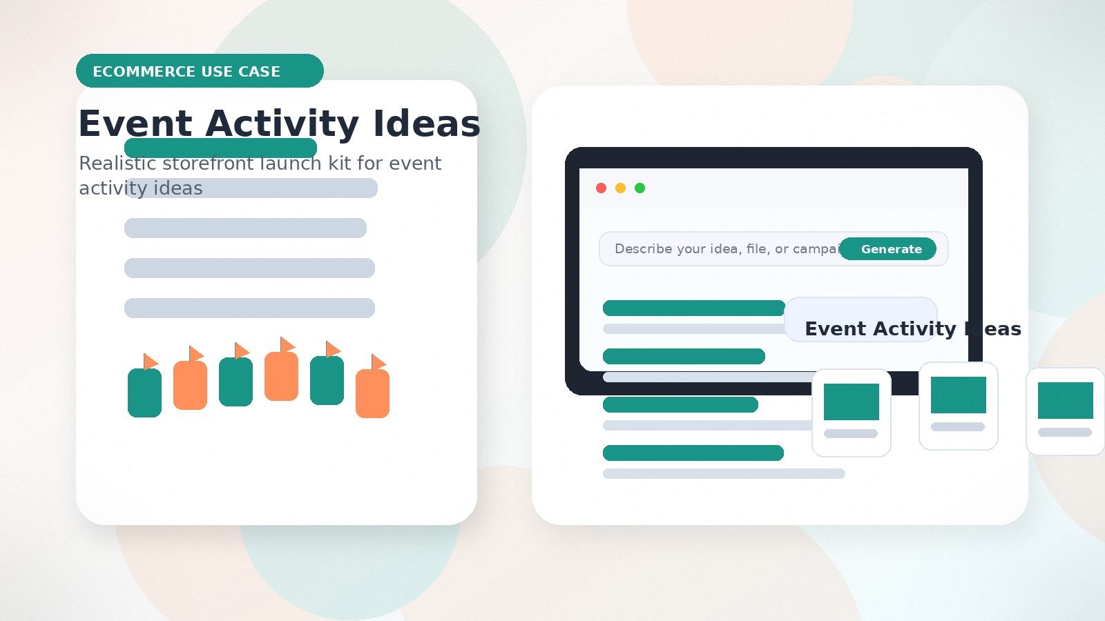 Event Activity Ideas realistic ecommerce use case visual for event activity ideas