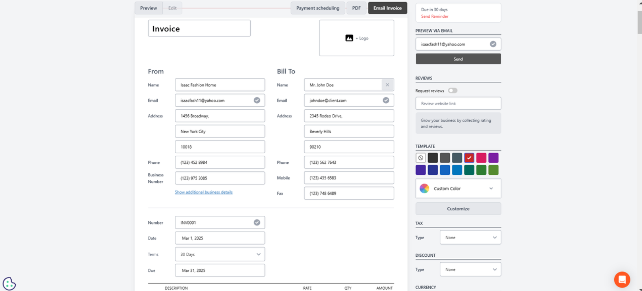 create invoice free
