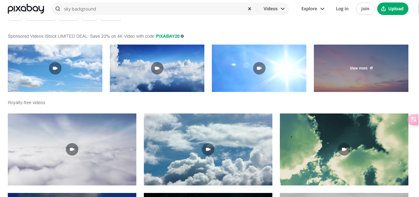 Videos de fondo en Pixabay