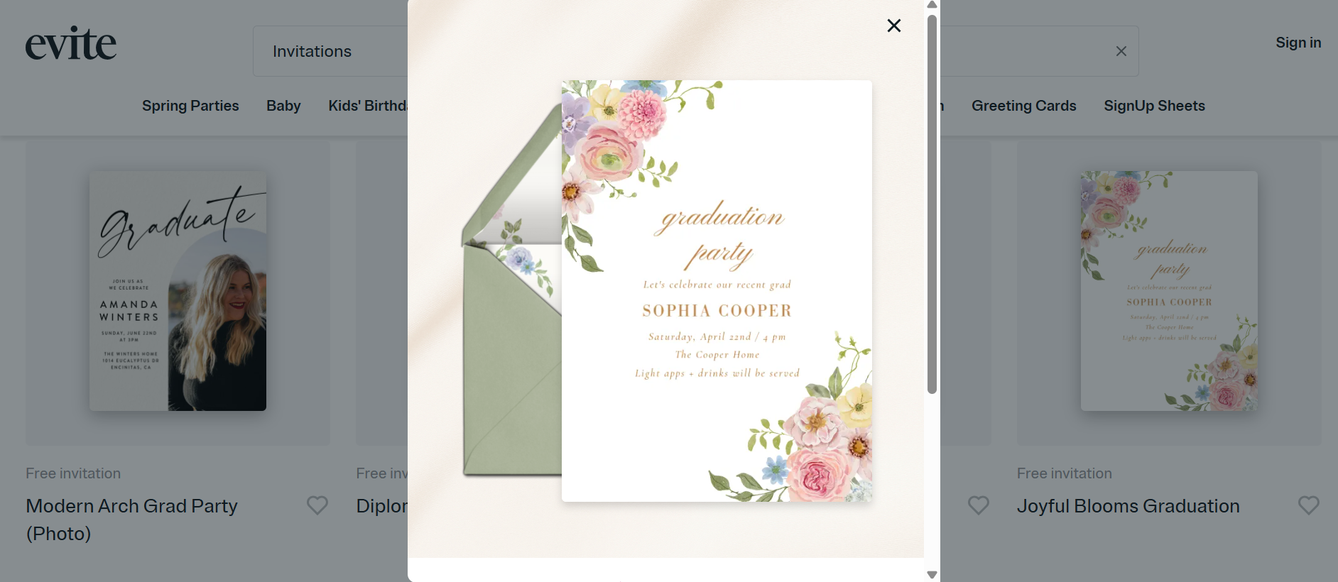 Creați invitații online de absolvire gratuite cu Evite