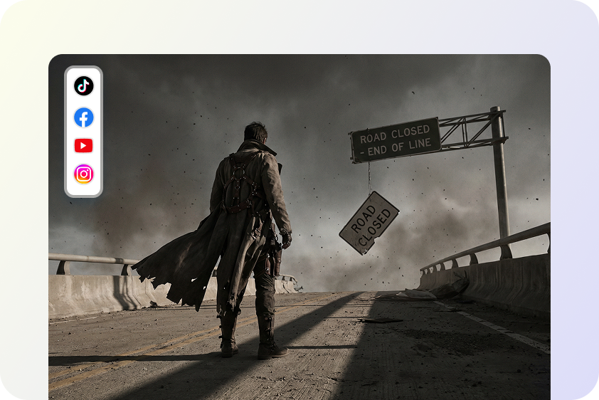 Publication au style grunge post-apocalyptique