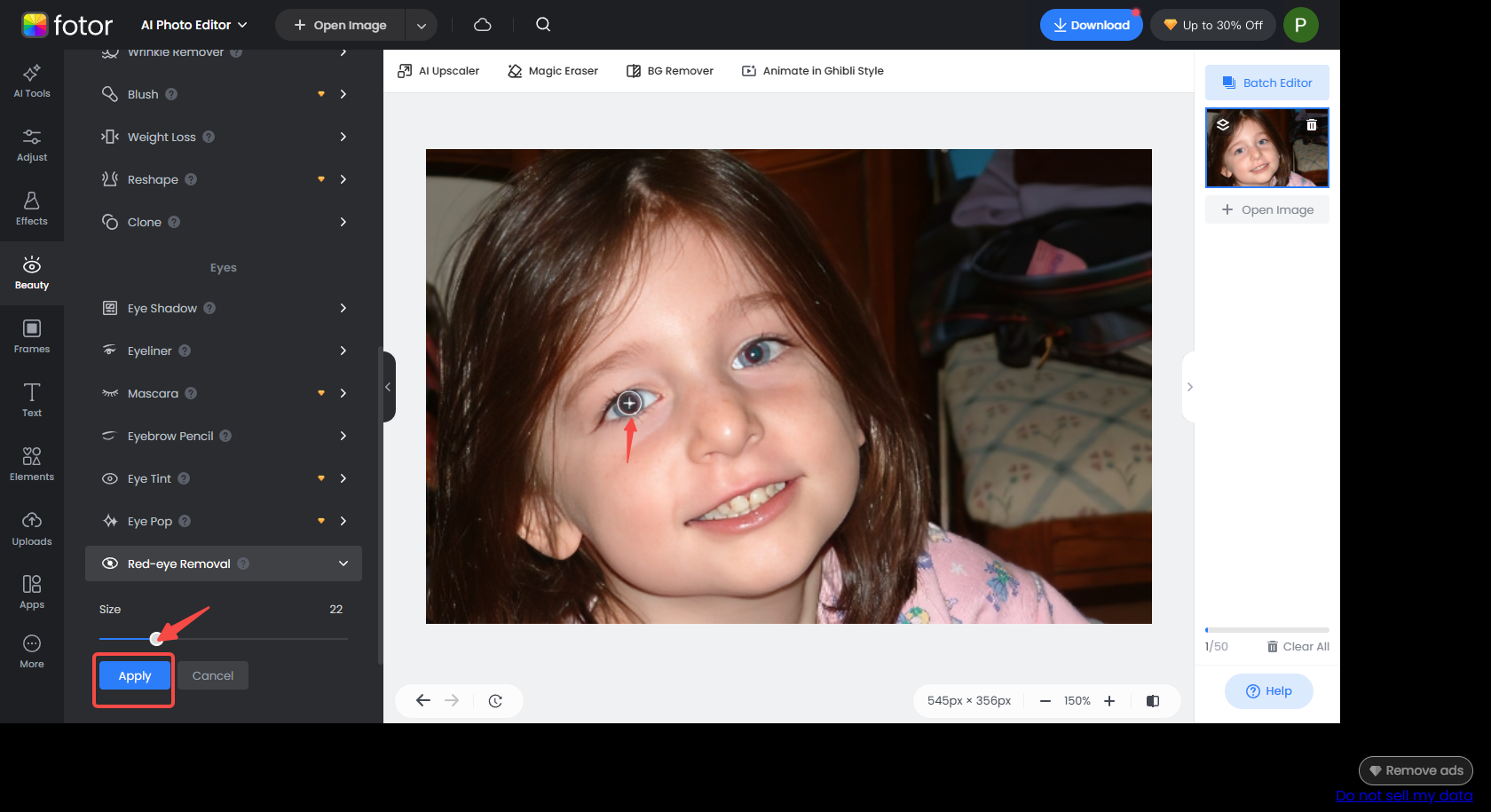 Adjust the brush size
