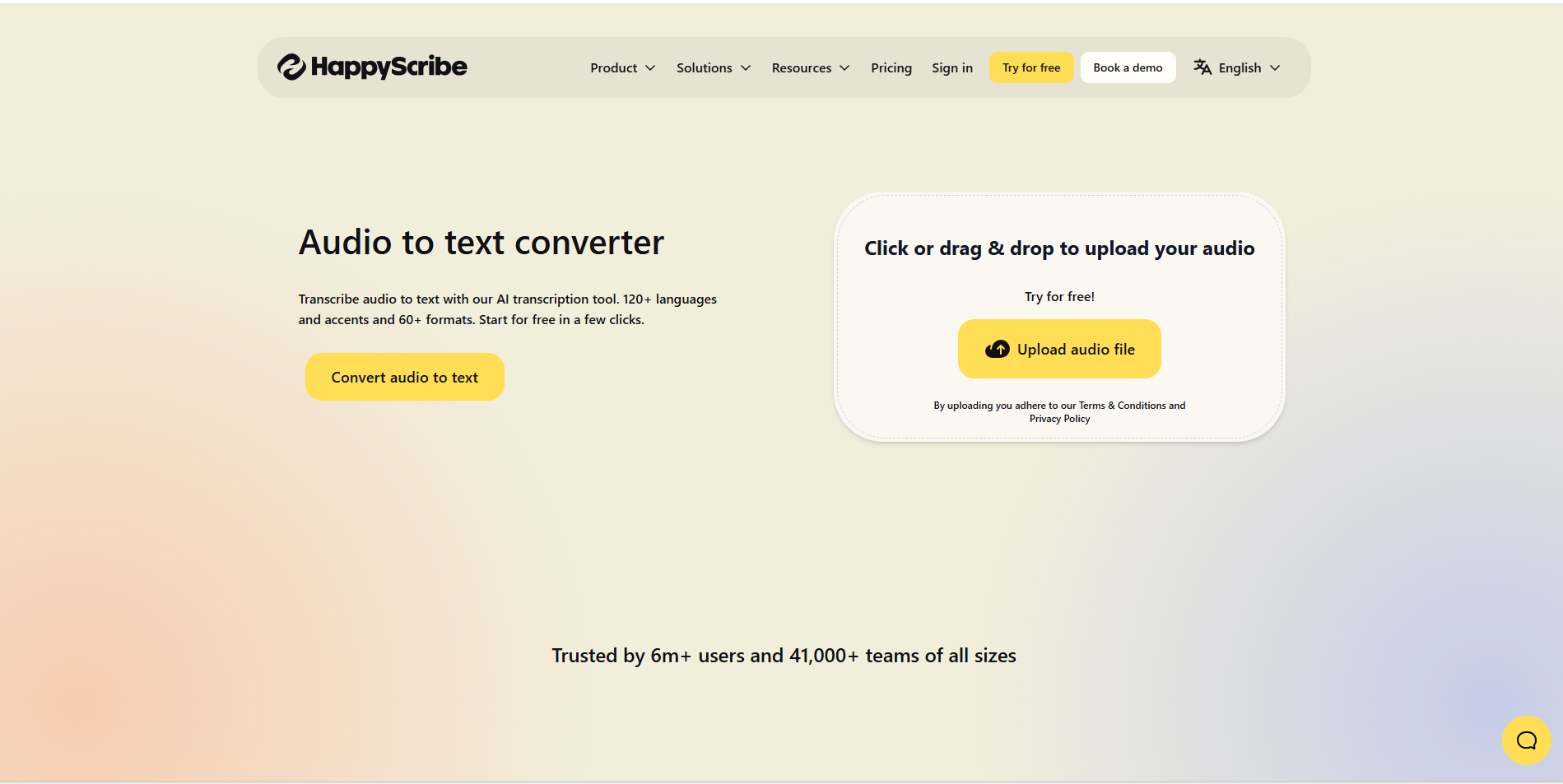 Interface of Happy Scribe - another free online audio to text converter
