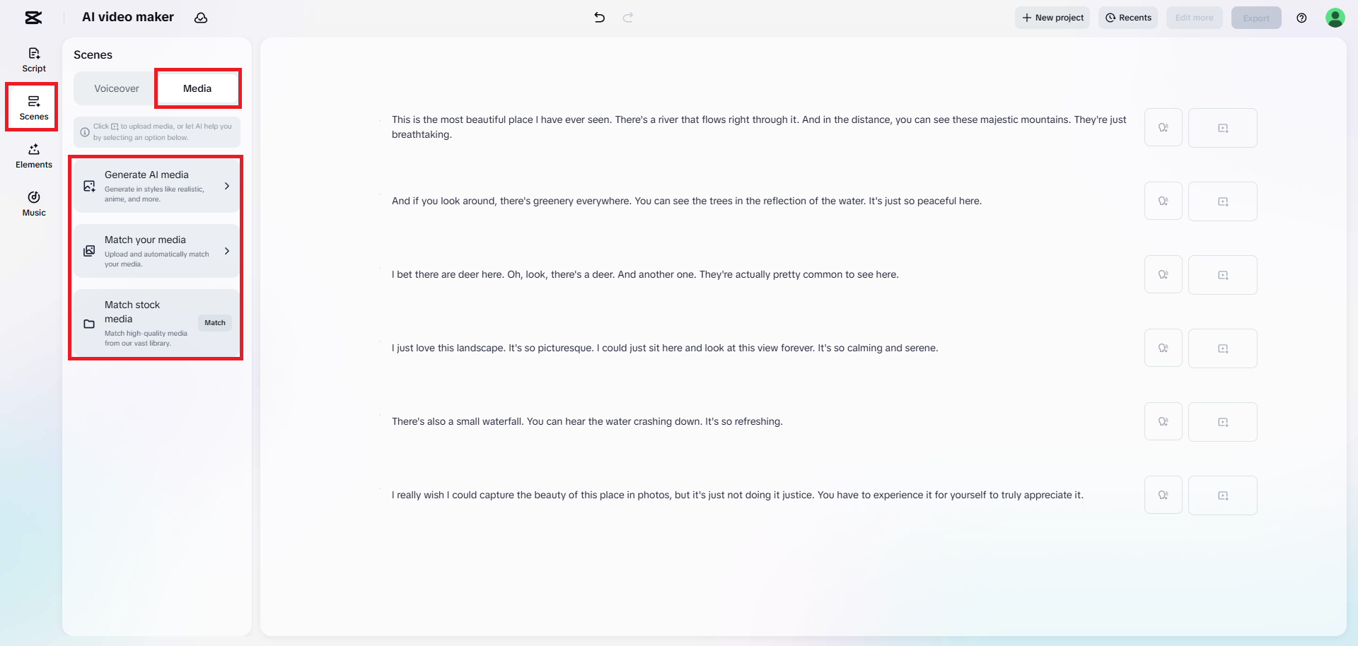 Select your media option