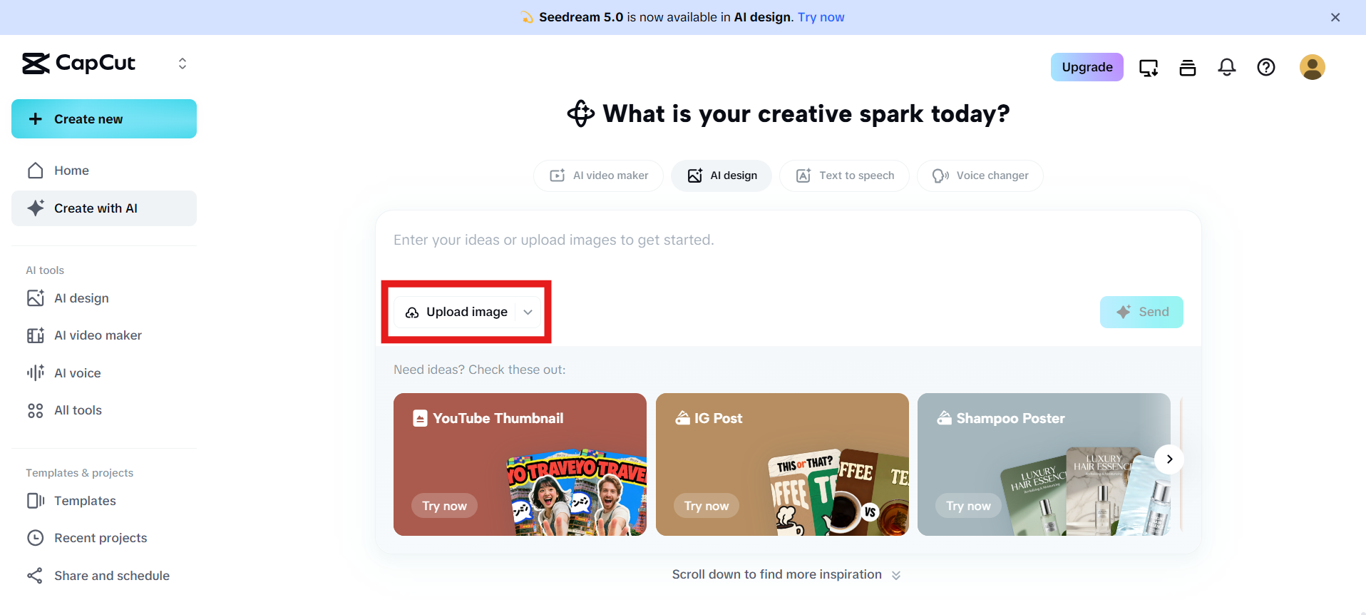 Access CapCut AI Design Online