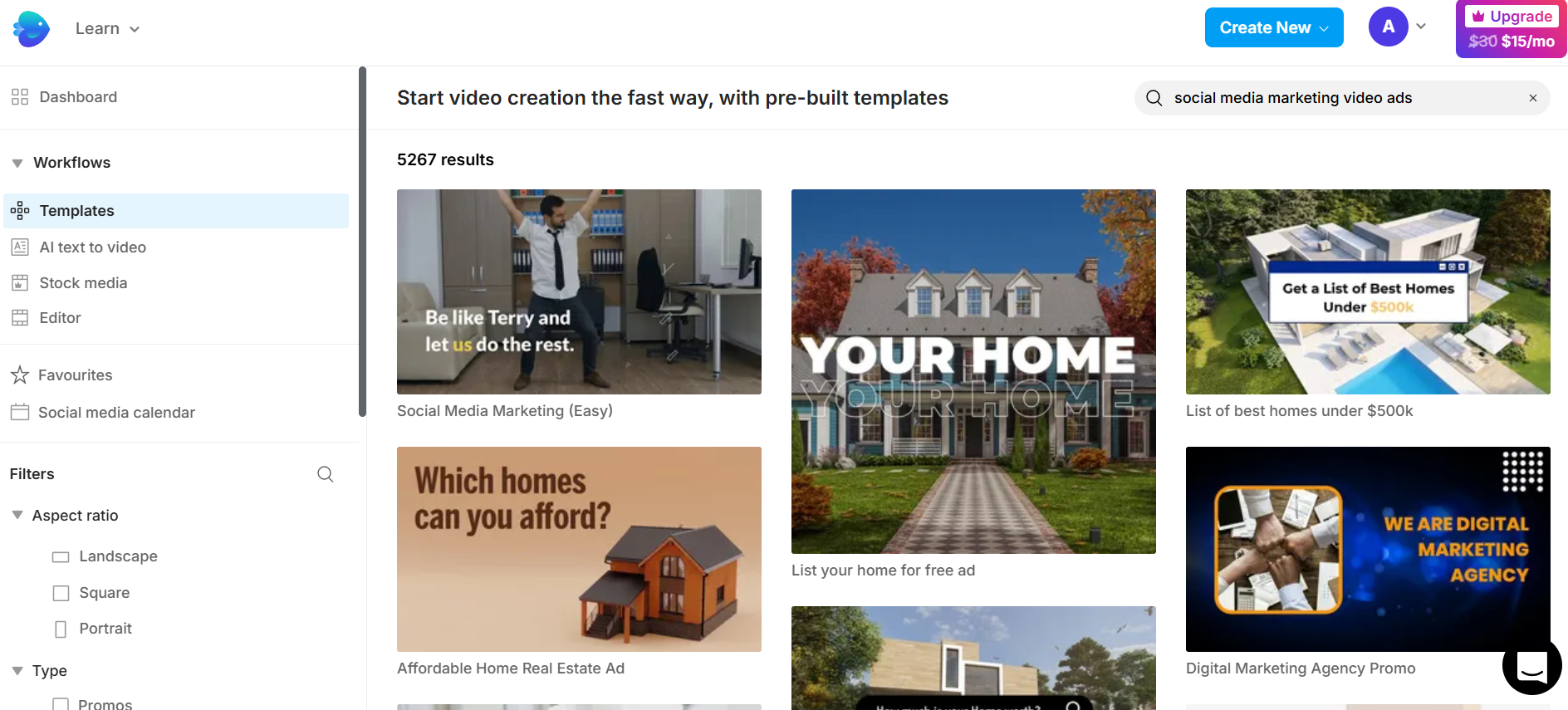 InVideos gränssnitt