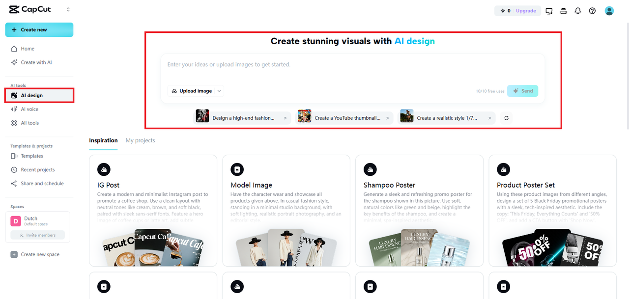 Pilih ciri reka bentuk AI