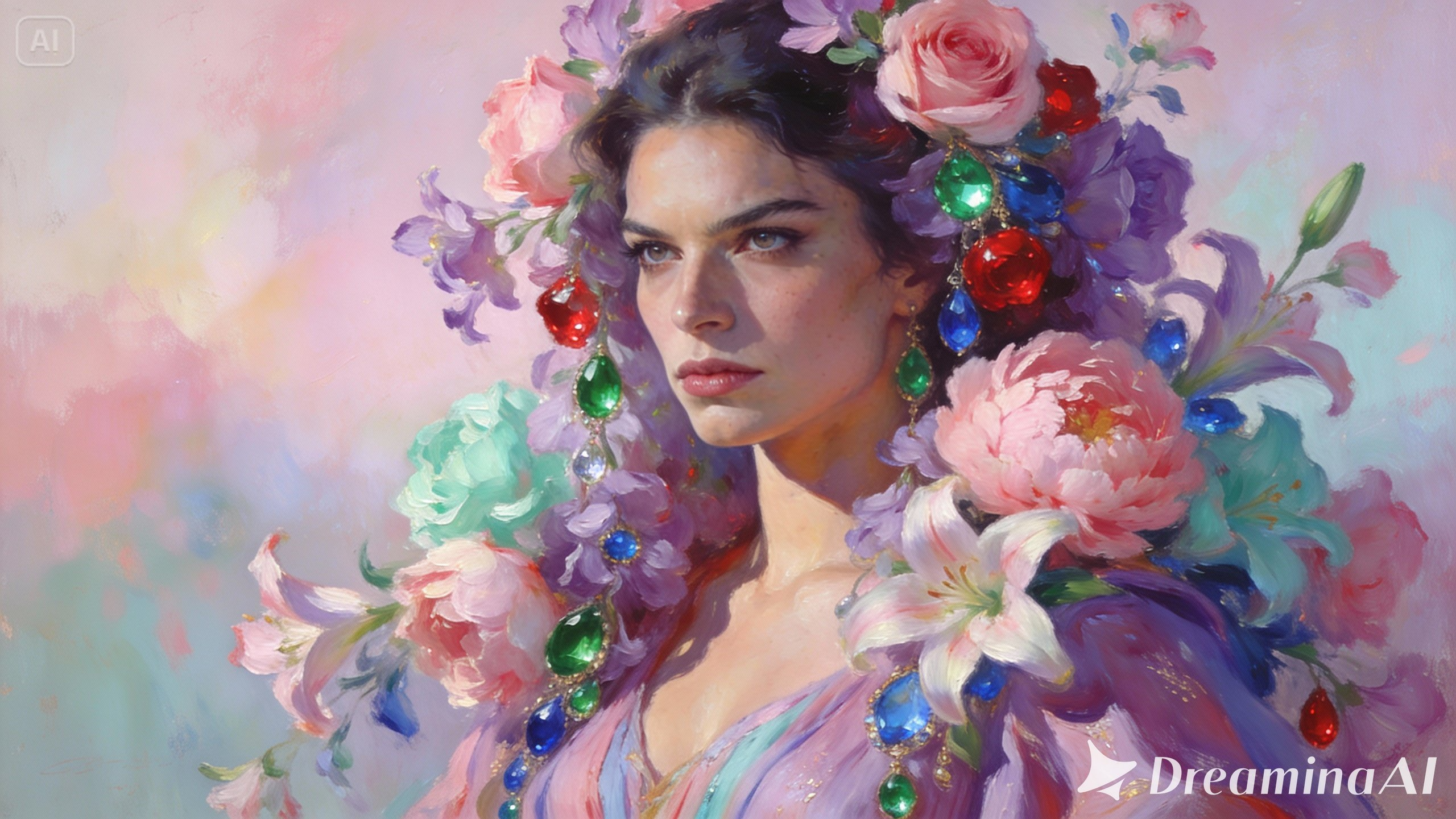 花卉與女性力量的女性節海報