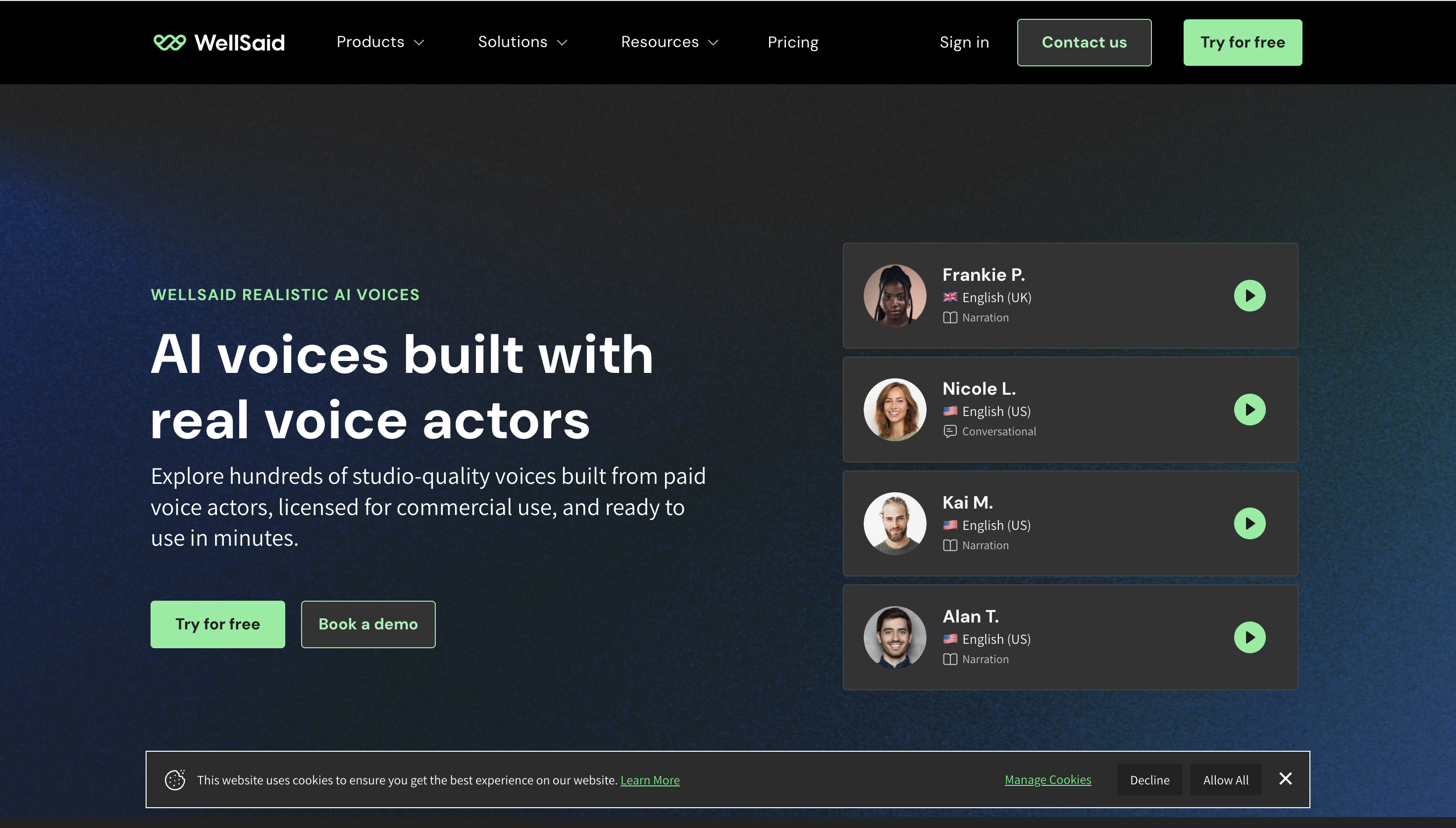 WellSaid Labs homepage
