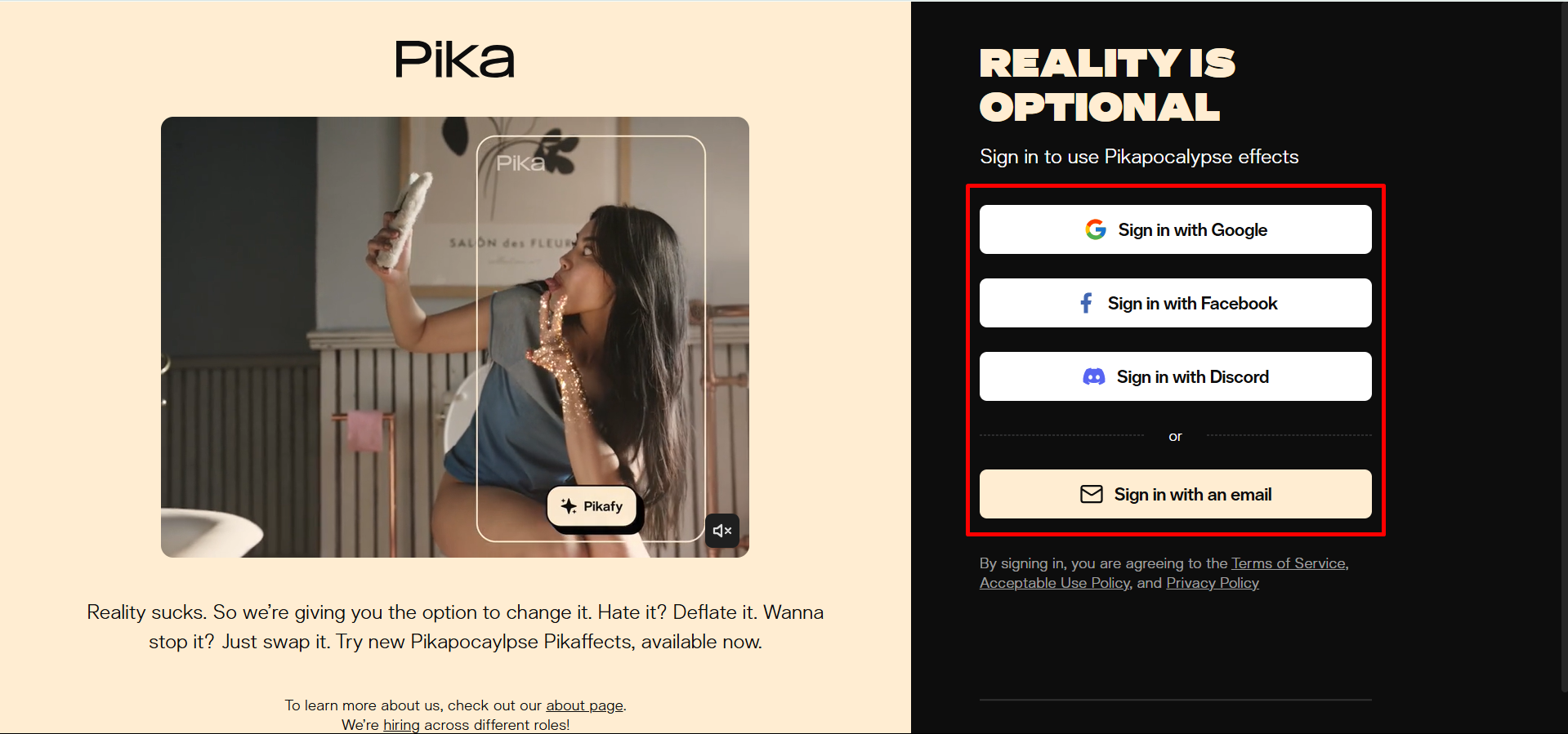 Making an account at Pika Labs AI