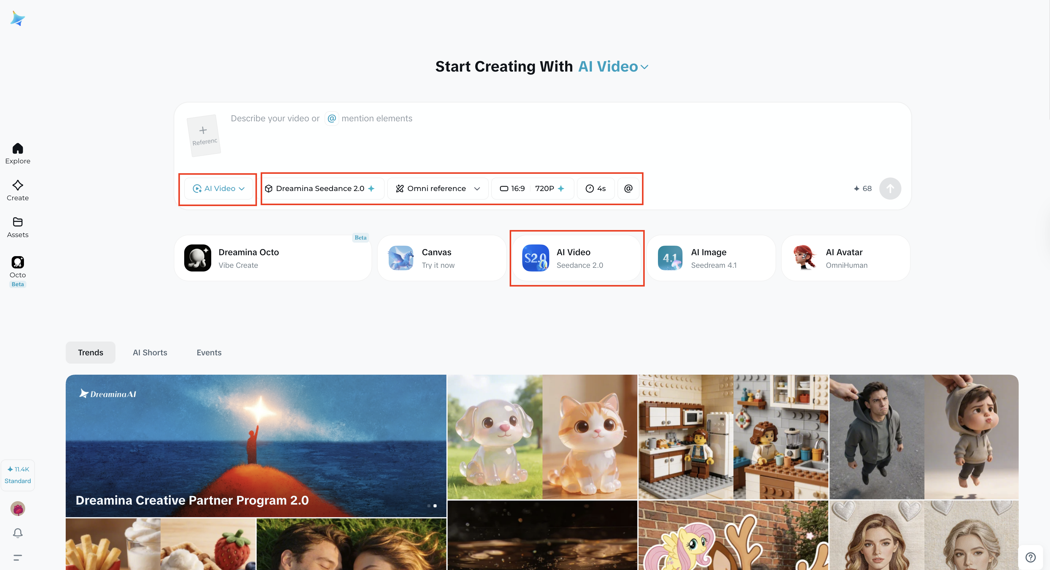 Choose AI Video mode and configure your settings